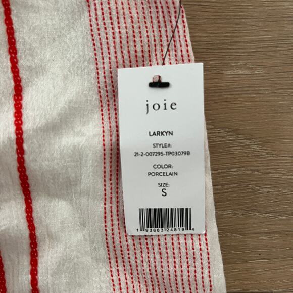 Joie Womens Larkyn Striped Cotton Sleeveless Blouse Top Porcelain Small NWT - Picture 5 of 6